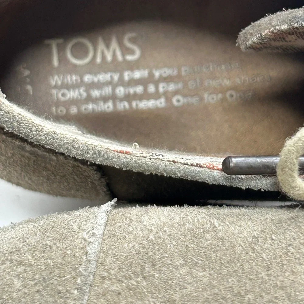 TOMS Suede Wedge Ankle Boots Taupe‎ Lace Up Women's Size 8